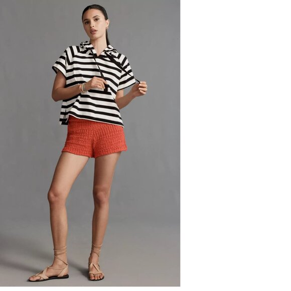 Anthropologie Maeve Boxy Striped Short-Sleeve Hoodie size S new with tag - Picture 3 of 4